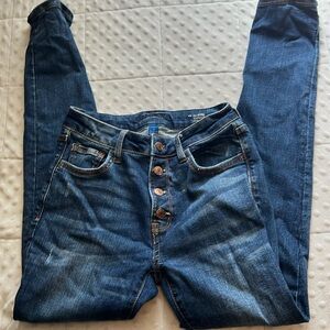 Blue hi-rise skinny jeans